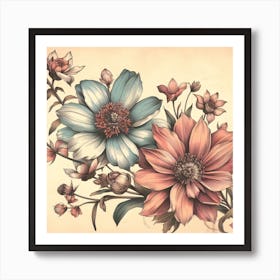 Watercolor Flowers Art Print