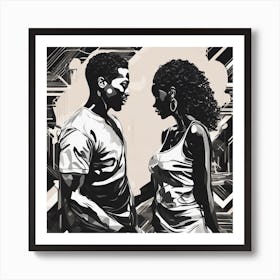 Black Man And A Woman Art Print