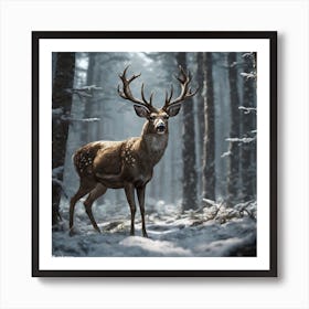 Deer In The Woods 40 Art Print