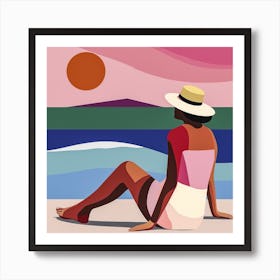 Woman Enjoying The Sun At The Beach 20 Art Print