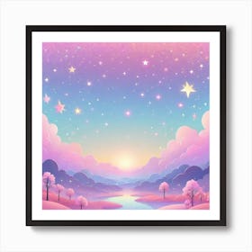 Sky With Twinkling Stars In Pastel Colors Square Composition 19 Art Print