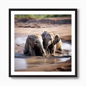 Two baby elephants Art Print