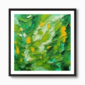 Green And Yellow Abstract Painting Art Print