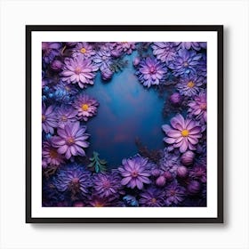 Abstract Purple Flowers On A Dark Background Art Print