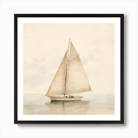 Ibdunks Minimalist Vintage Painting Of A Sail Boat Faded Colori A7ca2eaa B780 4ebc 984f 729ab2bc0b84 Art Print