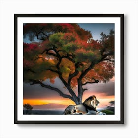 Lion Under The Tree 1 Art Print