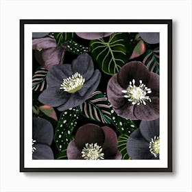 Dark Flowers Purple Art Print