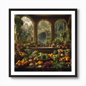 Kitchen Full Of Fruits And Vegetables Art Print