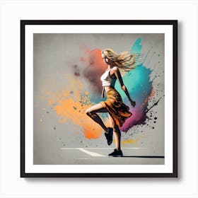 Dancer With Colorful Splashes 5 Art Print