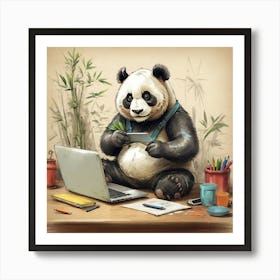 Panda Bear At Work 2 Art Print