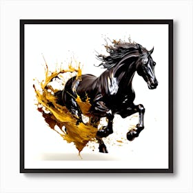 Black Horse Running Art Print