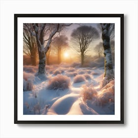 A Blanket of Snow across the Winter Woodland Landscape Art Print