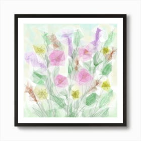 Flower Art Paint Nature Meadow Flora Abstract Multicoloured Summer Art Print