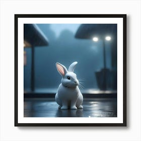 Rabbit In The Rain Art Print