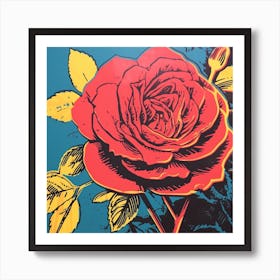 Rose 3 Pop Art Illustration Square Art Print