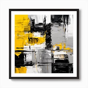 Black and Yellow Abstract Art Art Print