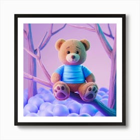 Teddy Bear In The Forest Art Print