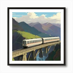 Train Crossing A Bridge 1 Art Print