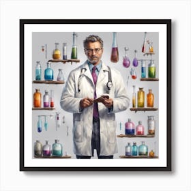Doctor In Lab Coat Art Print