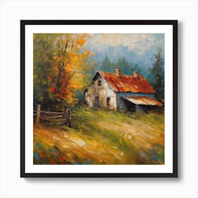 Farm In Autumn Art Print