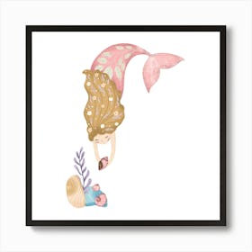 Mermaid gathering seashells Art Print