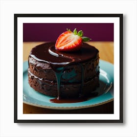 Chocolate Cake With Strawberries Art Print