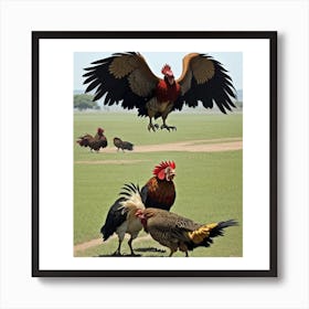 Rooster In Flight Art Print