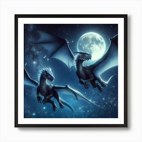 Two Dragons In The Sky Art Print