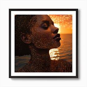 Afro-American Woman At Sunset 4 Art Print