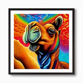 Psychedelic Camel Oil Painting Art Print
