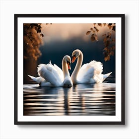 Two Swans In Love 1 Art Print