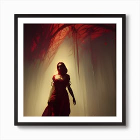 Woman In A Red Dress Art Print