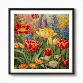 Tulips In The Garden 14 Art Print