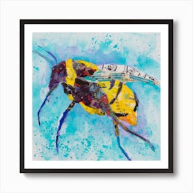 Painting Collage Colorful Bee And Nature Square Art Print