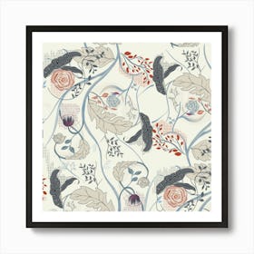 Gravure De Rose Naturel Vignette Art Print