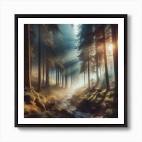 Sunrise In The Forest 1 Art Print