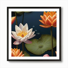 The Magic of the Floating Water Lily: The Beauty of Serene Nature"** "A depiction that highlights the lotus flower as an icon of purity and inner peace Art Print