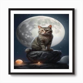 Cat In The Moonlight Art Print