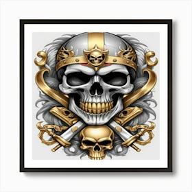 Skull With Swords Art Print