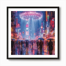 Ufo In New York City Art Print