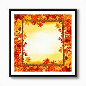 Autumn Themed Frame Embracing The Bright Sunlit Hues Of Fall Foliage Intricately Woven Design Of (4) Art Print