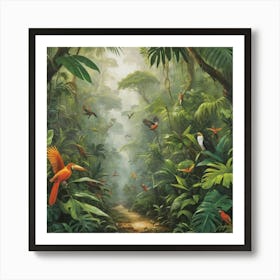 Tropical Jungle Art Print Paintings 3 Art Print