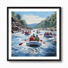 River Rafting Art Print