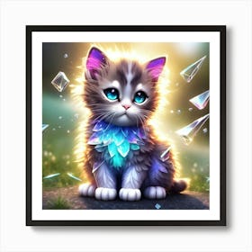 Cute Kitten With Crystals 2 Art Print