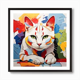 Colorful Cat Painting Art Print