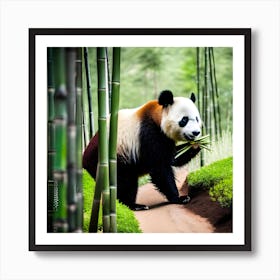 Panda Bear In Bamboo Forest 1 Art Print