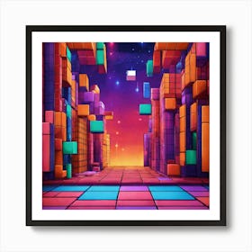 Tetris Stage Background Art Print