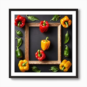 Colorful Peppers In A Frame 16 Art Print