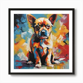 Colorful Dog ,Abstract Painting Art Print