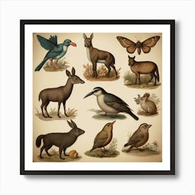 Default Default Vintage Animals For Defferent Seasons Aestethi 3 Art Print